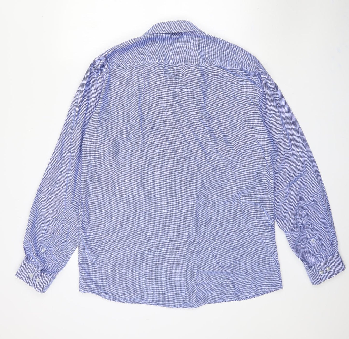 Dunnes Stores Mens Blue Fair Isle Cotton  Dress Shirt Size 17 Collared Button