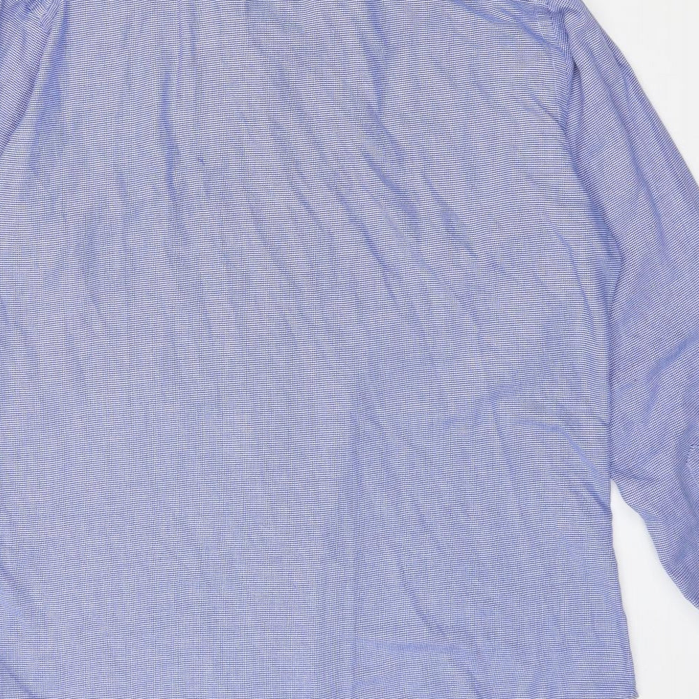 Dunnes Stores Mens Blue Fair Isle Cotton  Dress Shirt Size 17 Collared Button
