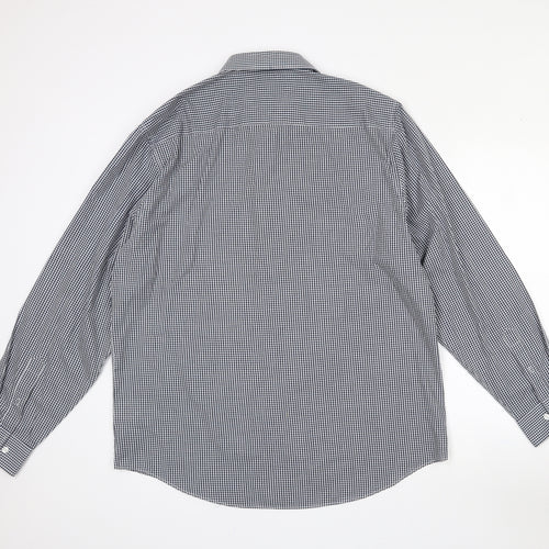 Primark Mens Black Check Polyester  Dress Shirt Size 17 Collared Button - Tailored fit