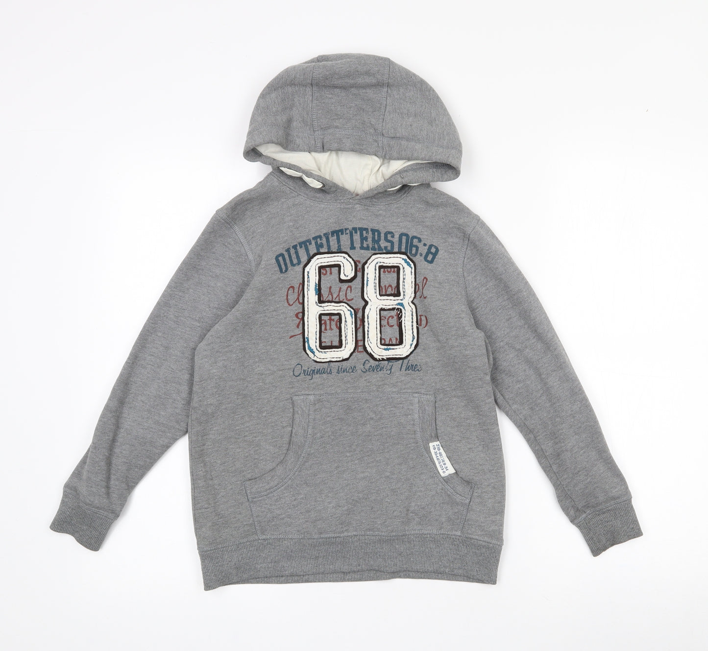 George Boys Grey  Cotton Pullover Hoodie Size 8-9 Years   - Logo print