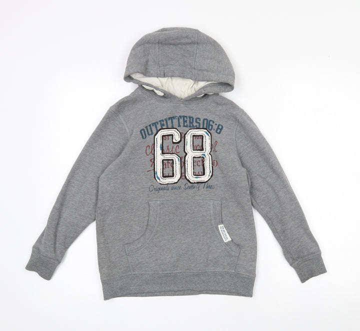 George Boys Grey  Cotton Pullover Hoodie Size 8-9 Years   - Logo print