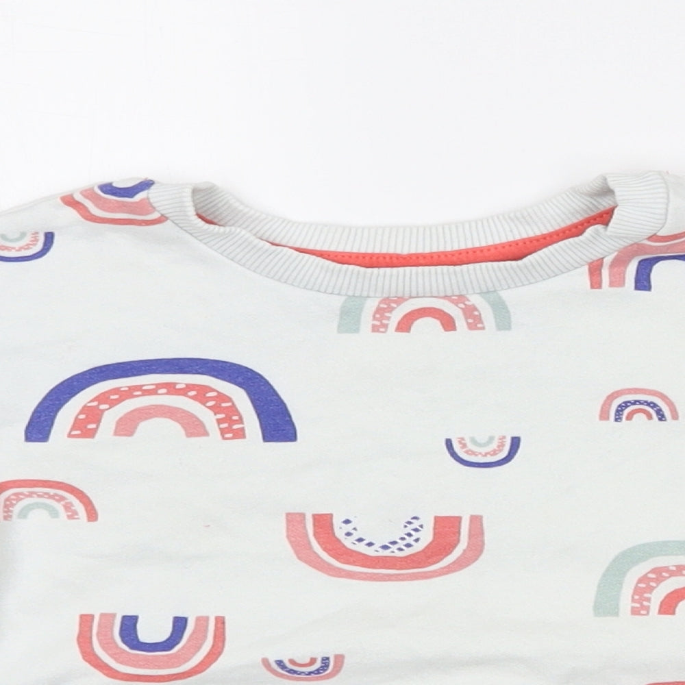 Nutmeg Baby White  Cotton Pullover Jumper Size 12-18 Months   - Rainbows