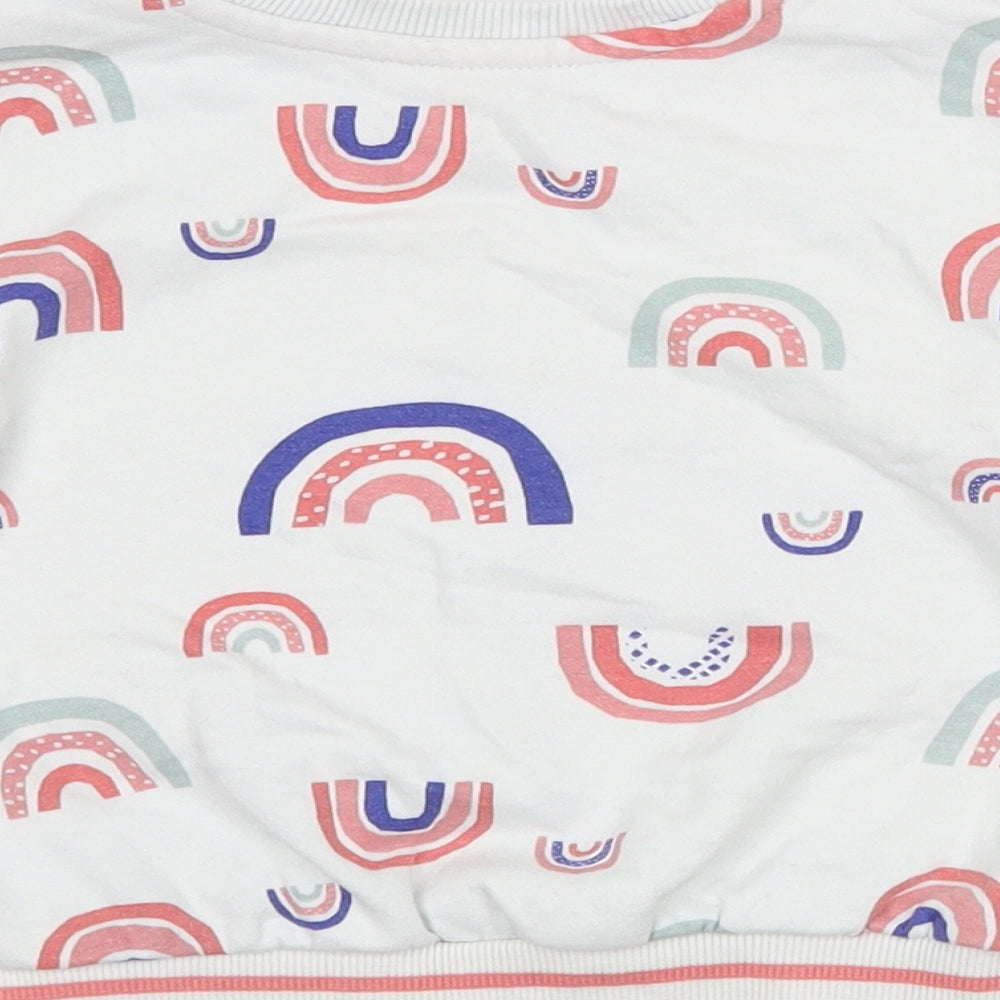 Nutmeg Baby White  Cotton Pullover Jumper Size 12-18 Months   - Rainbows