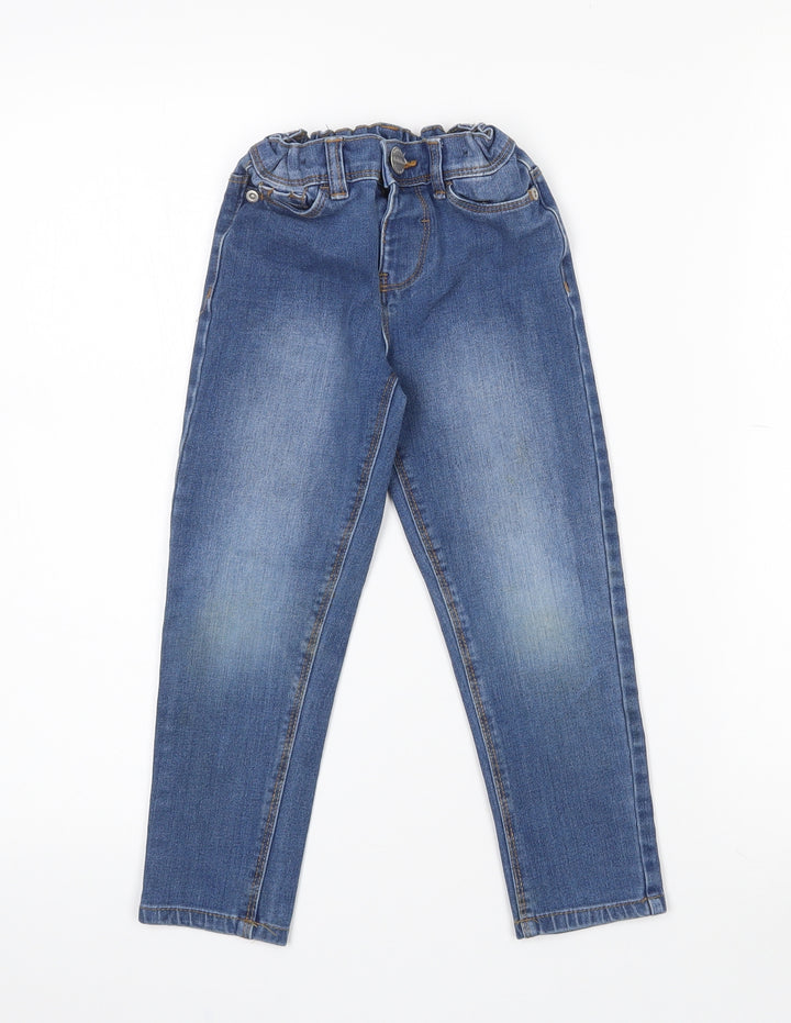 Dunnes Stores Girls Blue Cotton Tapered Jeans Size 5 Years Regular Zip