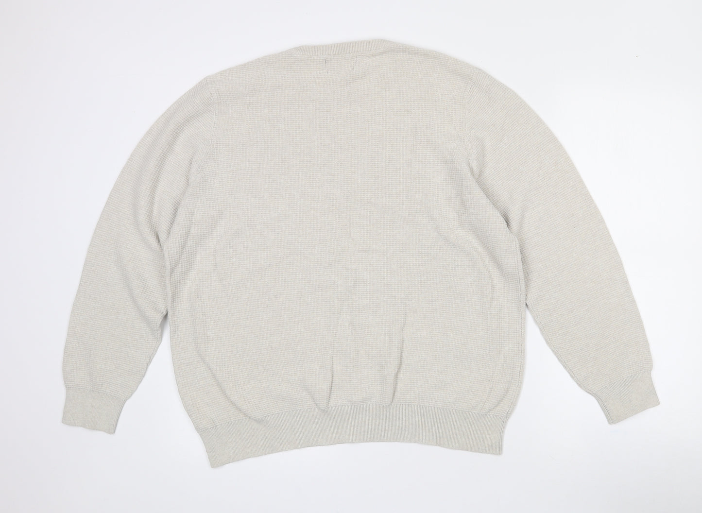 F&F Mens Ivory Crew Neck  Cotton Pullover Jumper Size L