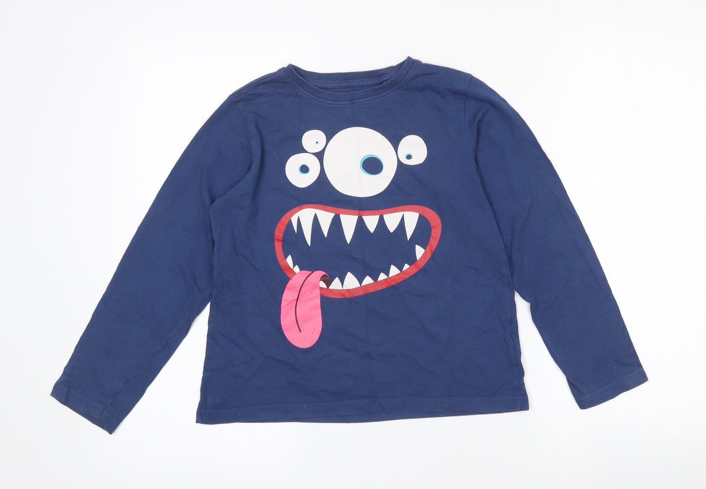 NEXT Boys Blue  100% Cotton Pullover T-Shirt Size 9 Years Crew Neck  - Monster