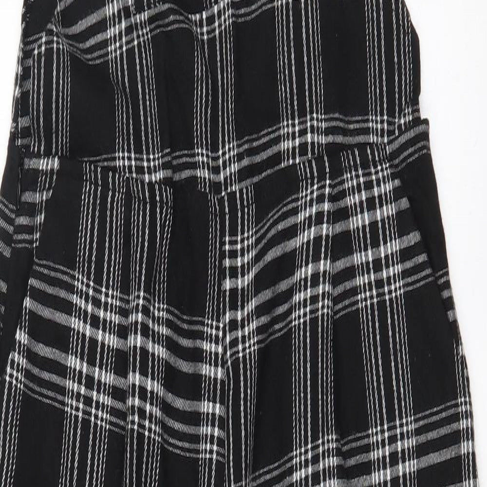 ROMWE Womens Black Plaid Cotton Dungaree One-Piece Size M L27 in Zip