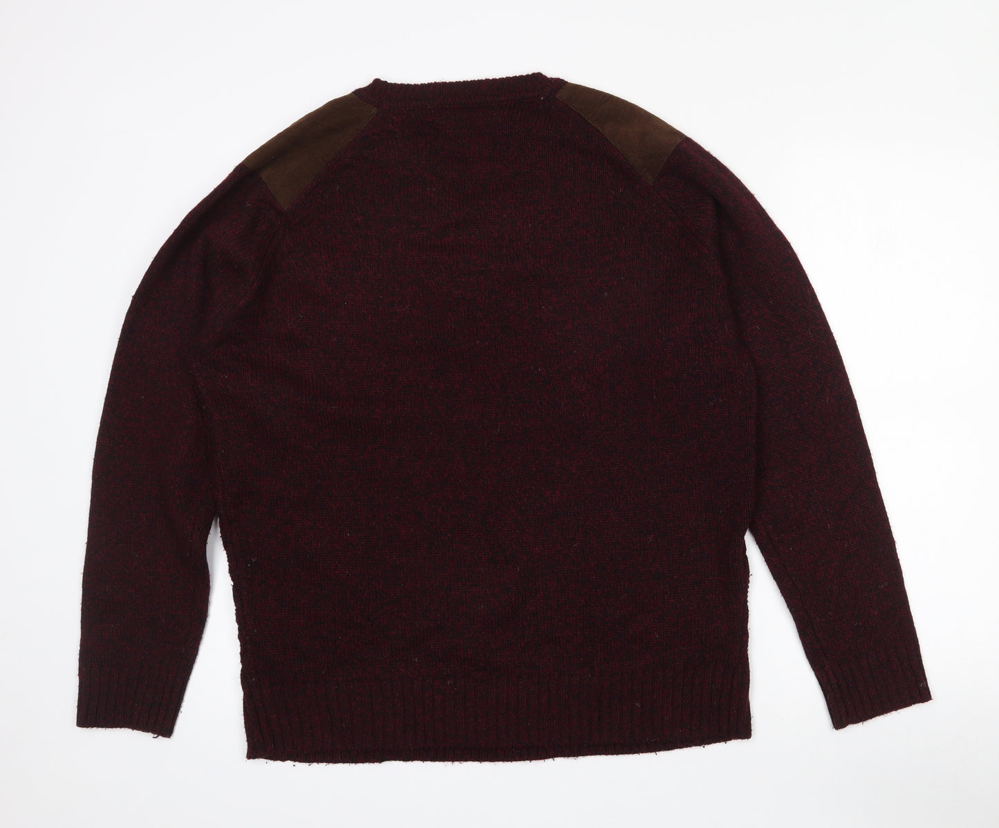 Red Herring Mens Red Crew Neck  Acrylic Pullover Jumper Size L   - Burgandy