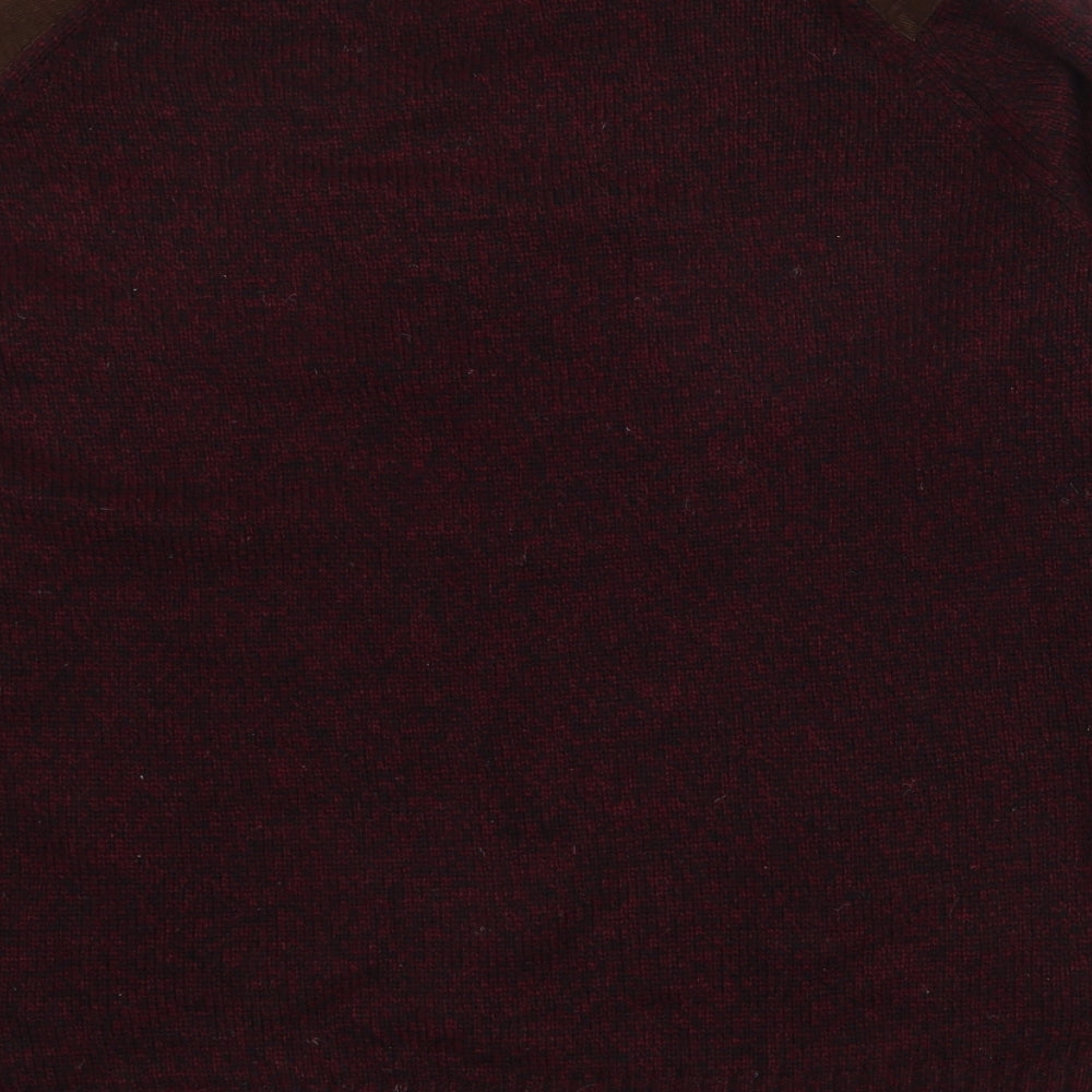 Red Herring Mens Red Crew Neck  Acrylic Pullover Jumper Size L   - Burgandy