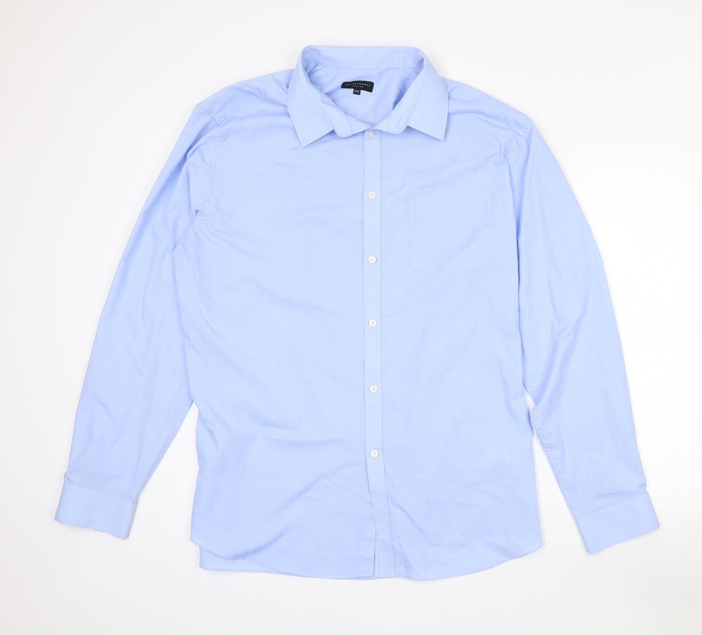 Taylor and Wright Mens Blue  Polyester  Dress Shirt Size 17.5 Collared Button