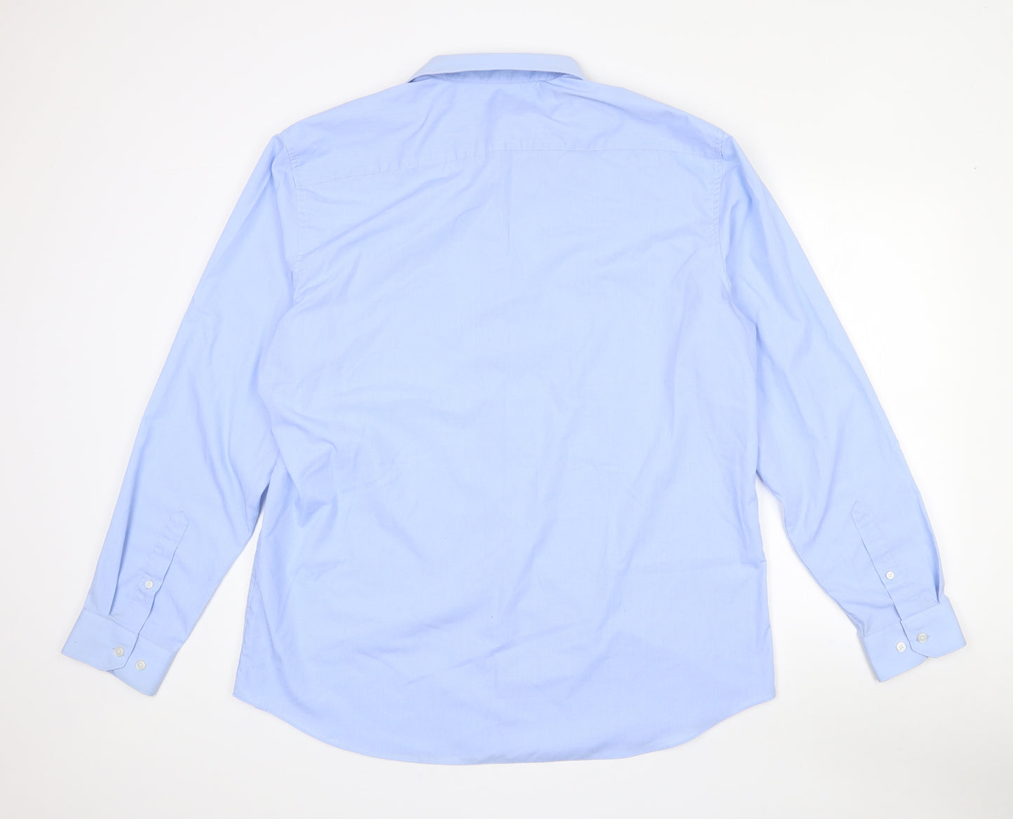 Taylor and Wright Mens Blue  Polyester  Dress Shirt Size 17.5 Collared Button