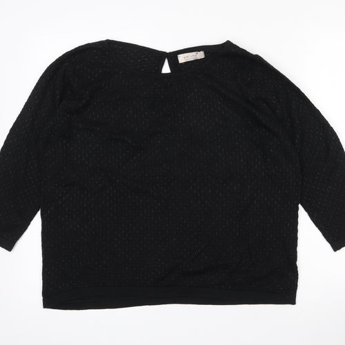 Per Una Womens Black Round Neck Geometric Acrylic Pullover Jumper Size 12