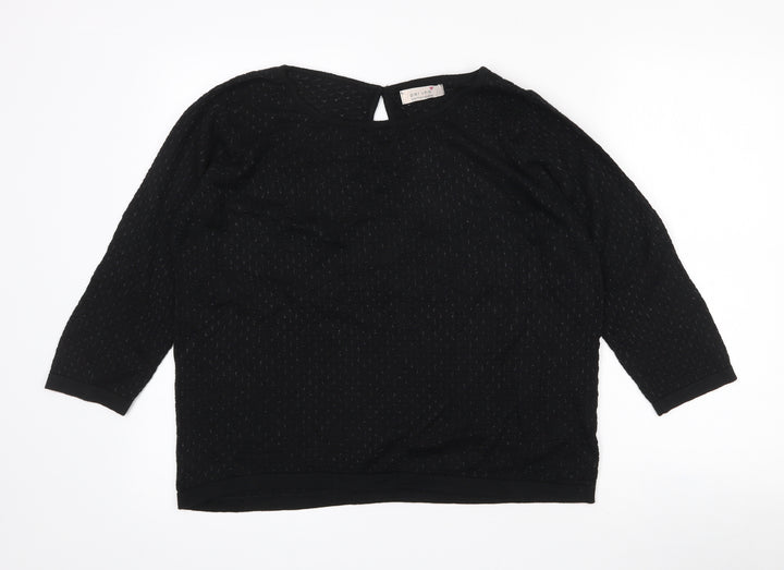 Per Una Womens Black Round Neck Geometric Acrylic Pullover Jumper Size 12
