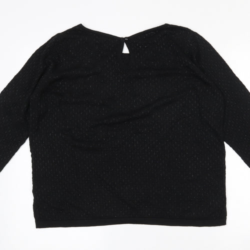 Per Una Womens Black Round Neck Geometric Acrylic Pullover Jumper Size 12