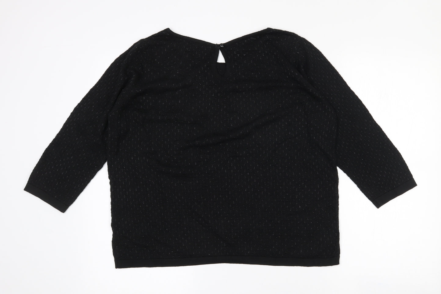 Per Una Womens Black Round Neck Geometric Acrylic Pullover Jumper Size 12