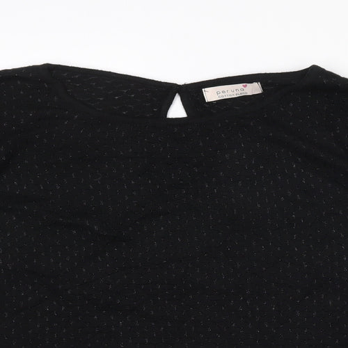 Per Una Womens Black Round Neck Geometric Acrylic Pullover Jumper Size 12