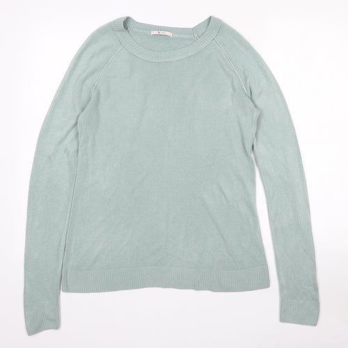 TU Womens Green Round Neck  Acrylic Pullover Jumper Size 12