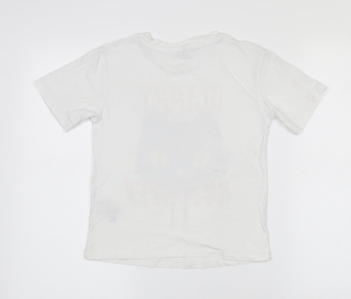 Primark Girls White  100% Cotton Pullover T-Shirt Size 5-6 Years Crew Neck  - Halloween