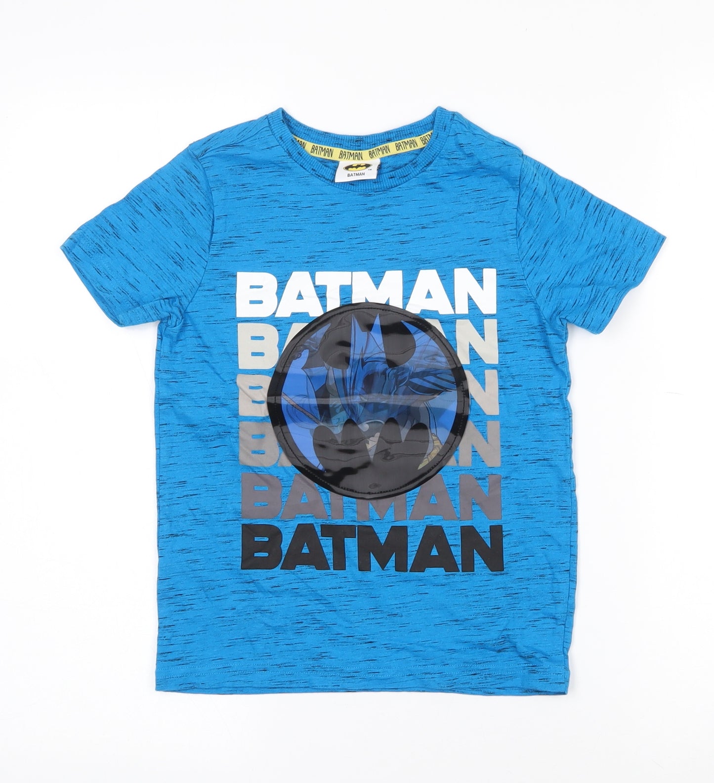 Batman Boys Blue  Cotton Pullover T-Shirt Size 6-7 Years Crew Neck  - Batman