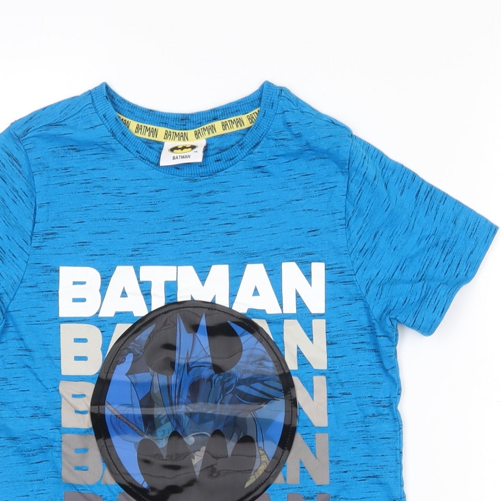 Batman Boys Blue  Cotton Pullover T-Shirt Size 6-7 Years Crew Neck  - Batman