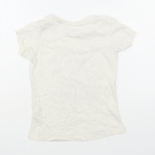 Primark Girls White  Cotton Basic T-Shirt Size 7-8 Years Round Neck Pullover