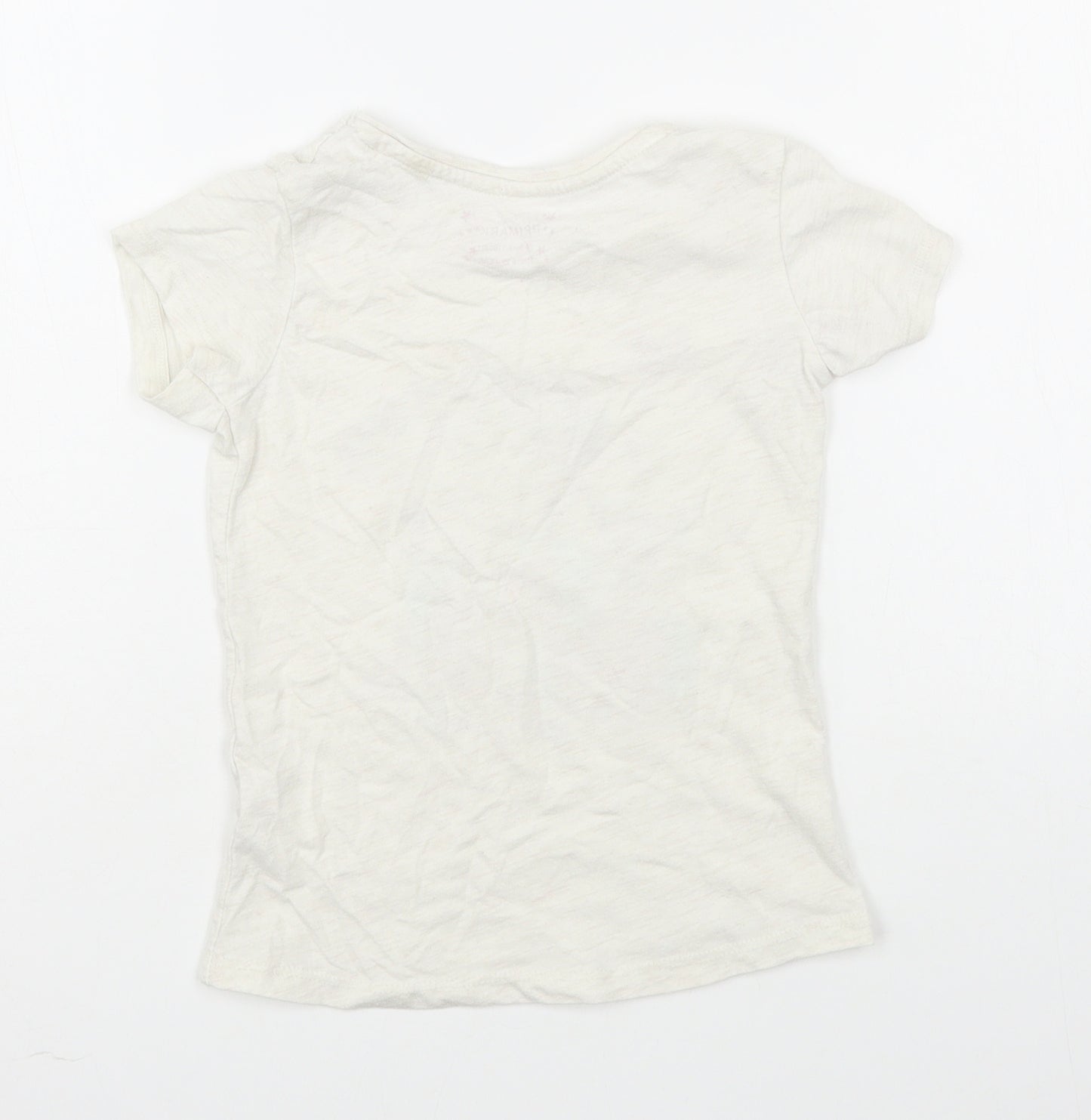 Primark Girls White  Cotton Basic T-Shirt Size 7-8 Years Round Neck Pullover