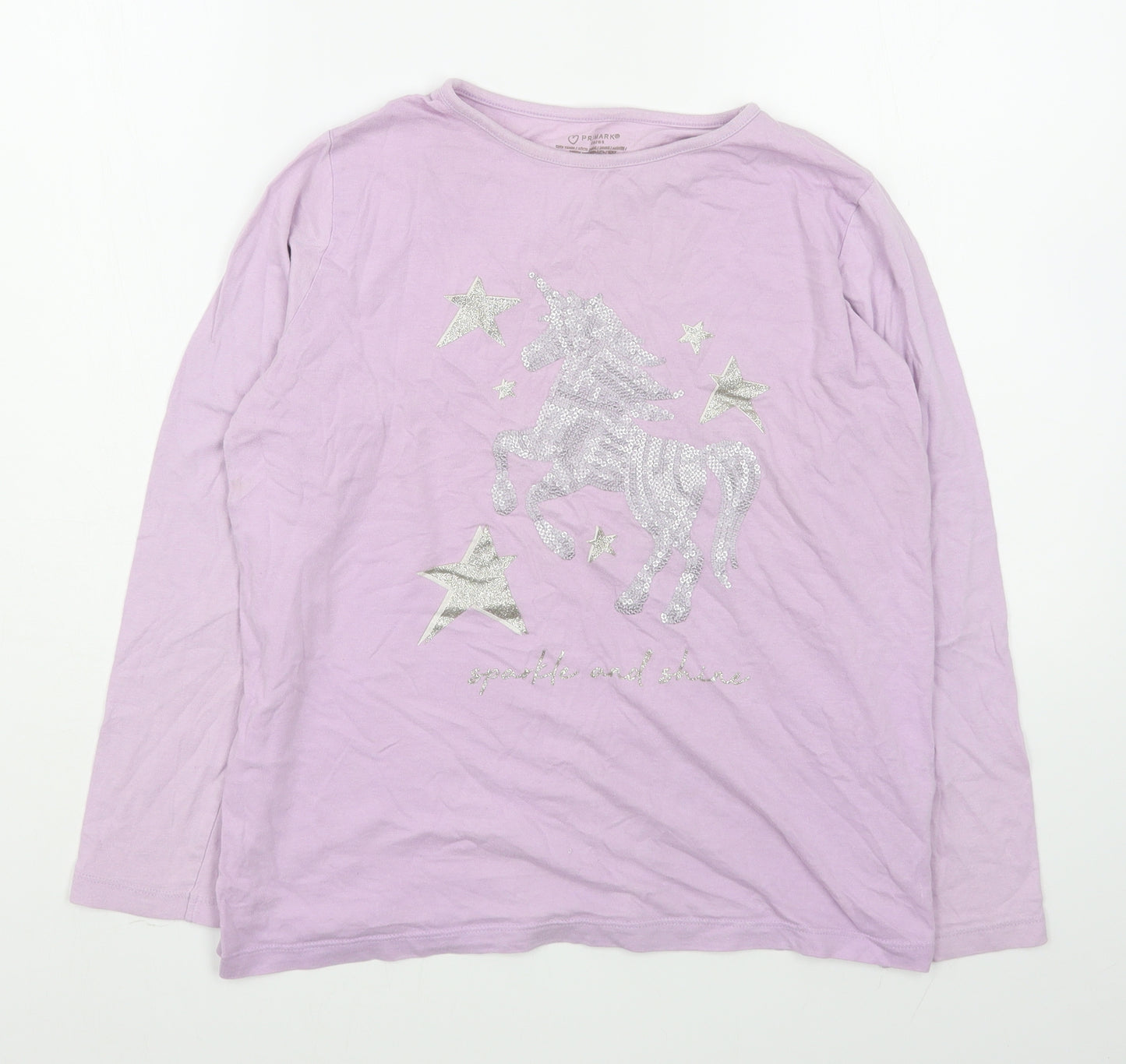 Primark Girls Purple  100% Cotton Basic T-Shirt Size 12-13 Years Round Neck Pullover