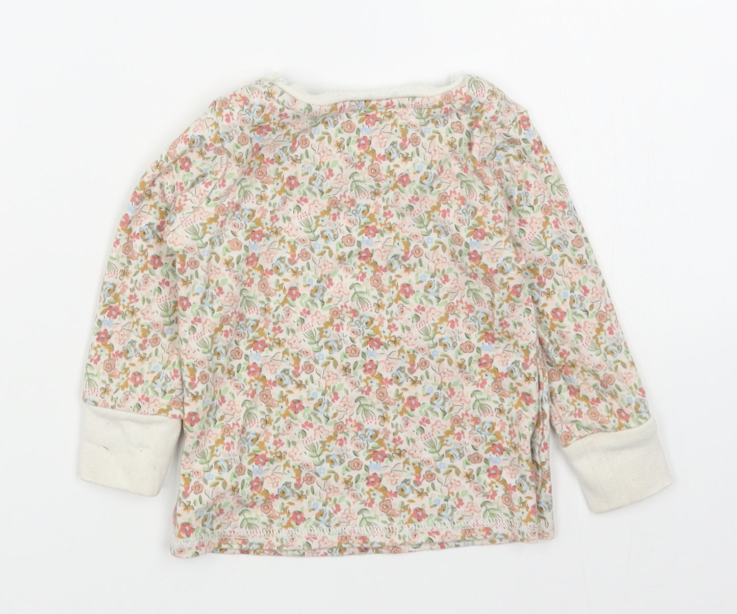 NEXT Girls Multicoloured Floral 100% Cotton Basic T-Shirt Size 9-12 Months Round Neck Pullover