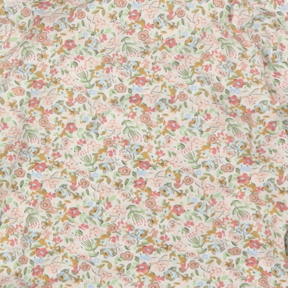 NEXT Girls Multicoloured Floral 100% Cotton Basic T-Shirt Size 9-12 Months Round Neck Pullover