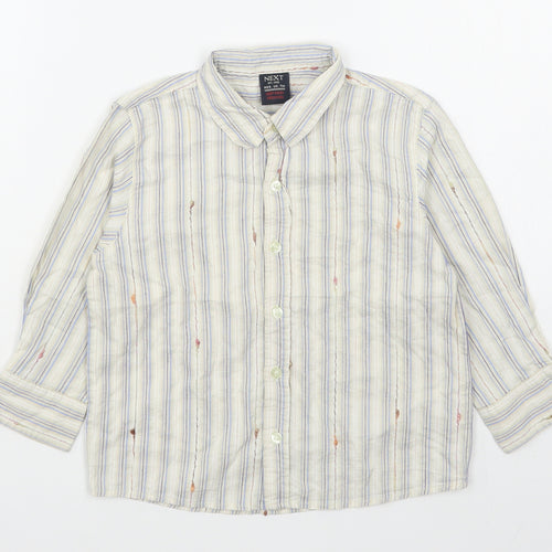 NEXT Boys Multicoloured Striped Cotton Basic Button-Up Size 18-24 Months Collared Button