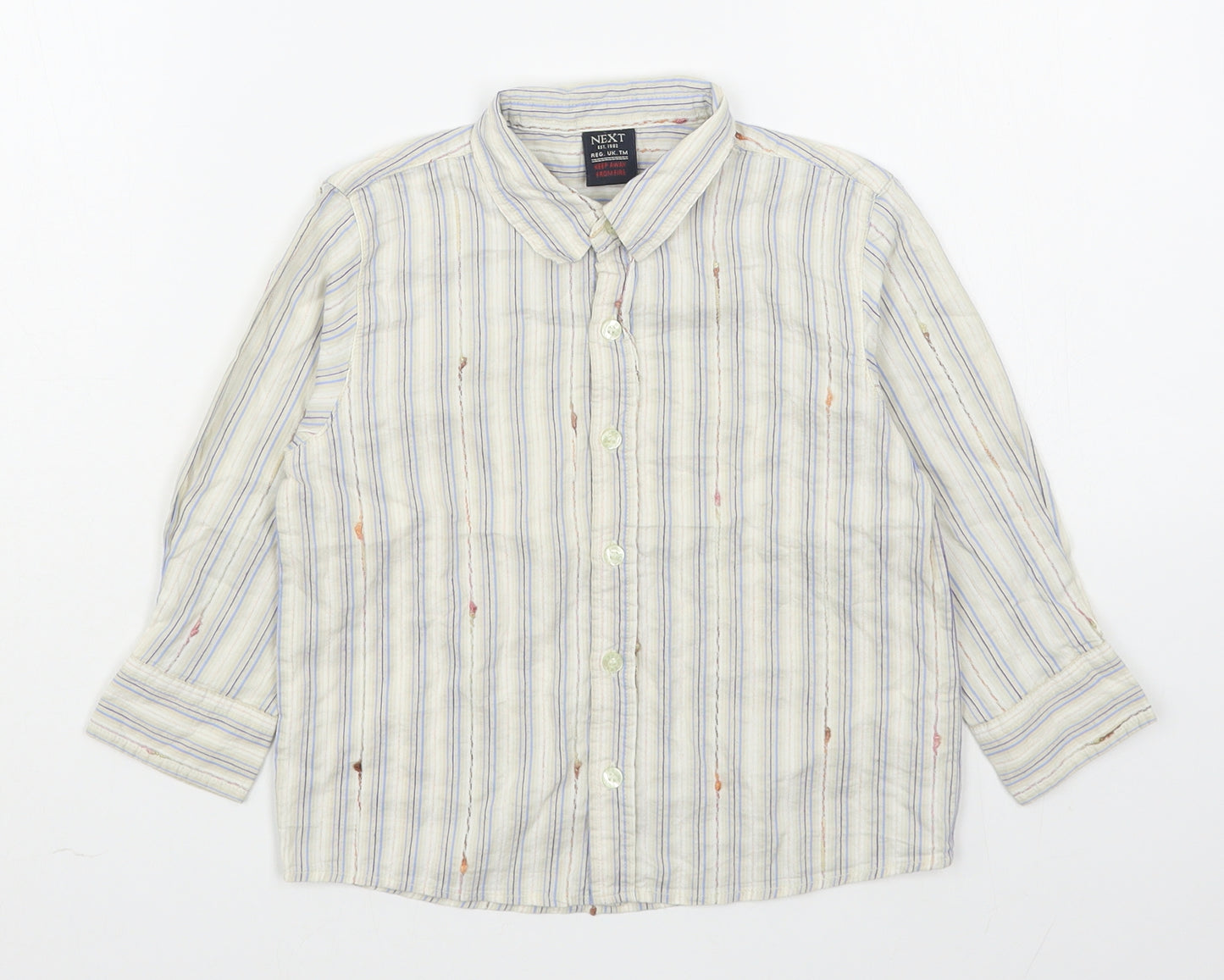 NEXT Boys Multicoloured Striped Cotton Basic Button-Up Size 18-24 Months Collared Button