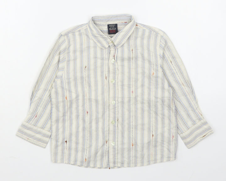NEXT Boys Multicoloured Striped Cotton Basic Button-Up Size 18-24 Months Collared Button