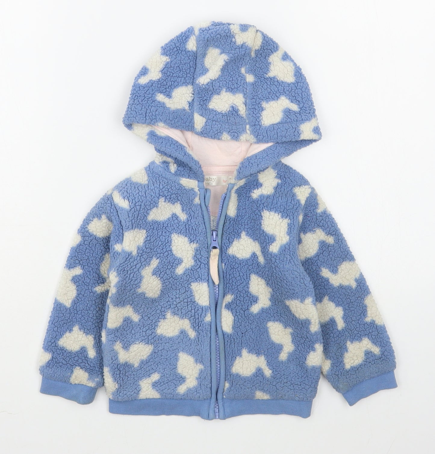 M&Co Baby Blue Geometric  Jacket  Size 12-18 Months   Zip