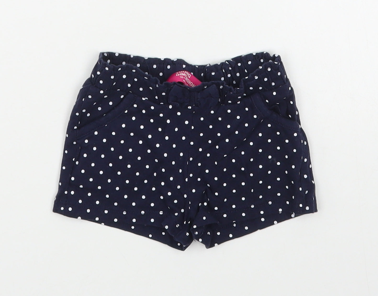 Young Division Girls Blue Polka Dot 100% Cotton Cropped Trousers Size 12-18 Months
