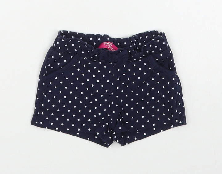 Young Division Girls Blue Polka Dot 100% Cotton Cropped Trousers Size 12-18 Months