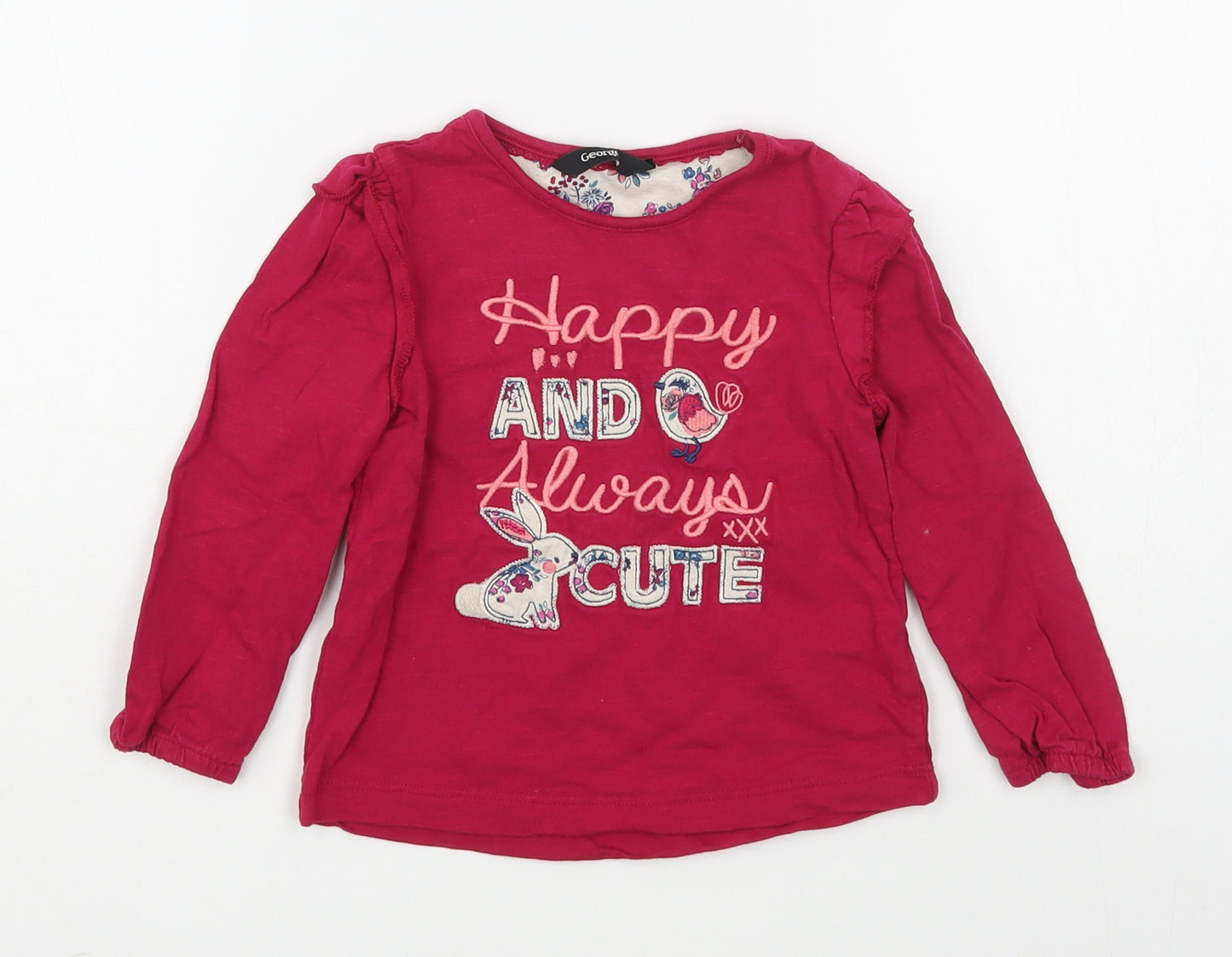 NEXT Girls Pink  100% Cotton Basic T-Shirt Size 18-24 Months Round Neck Pullover