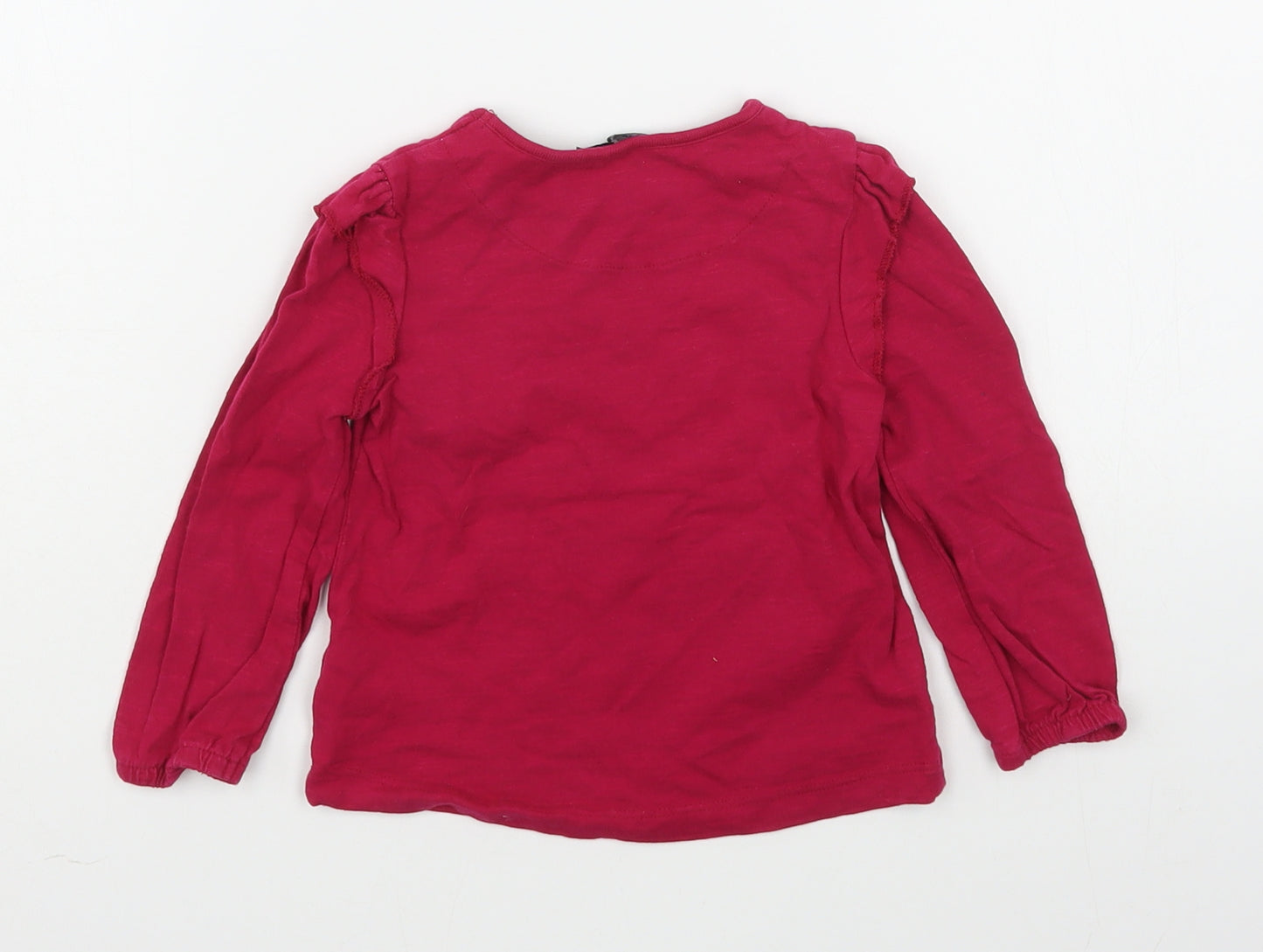 NEXT Girls Pink  100% Cotton Basic T-Shirt Size 18-24 Months Round Neck Pullover