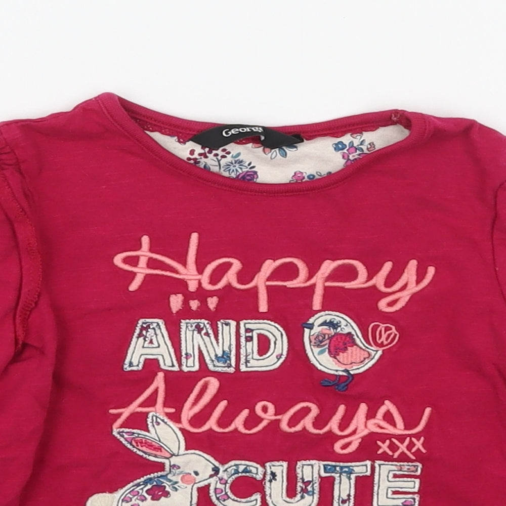 NEXT Girls Pink  100% Cotton Basic T-Shirt Size 18-24 Months Round Neck Pullover
