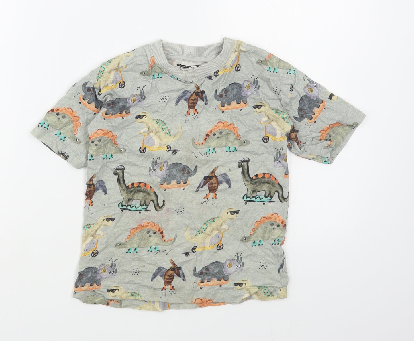 NEXT Boys Multicoloured Geometric 100% Cotton Basic T-Shirt Size 4-5 Years Round Neck Pullover