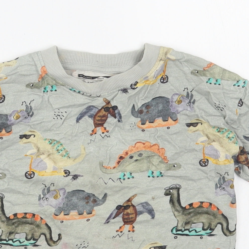 NEXT Boys Multicoloured Geometric 100% Cotton Basic T-Shirt Size 4-5 Years Round Neck Pullover