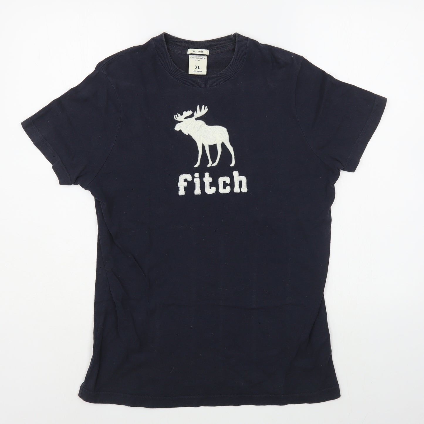 Abercrombie Boys Blue  100% Cotton Basic T-Shirt Size 14-15 Years Round Neck Pullover