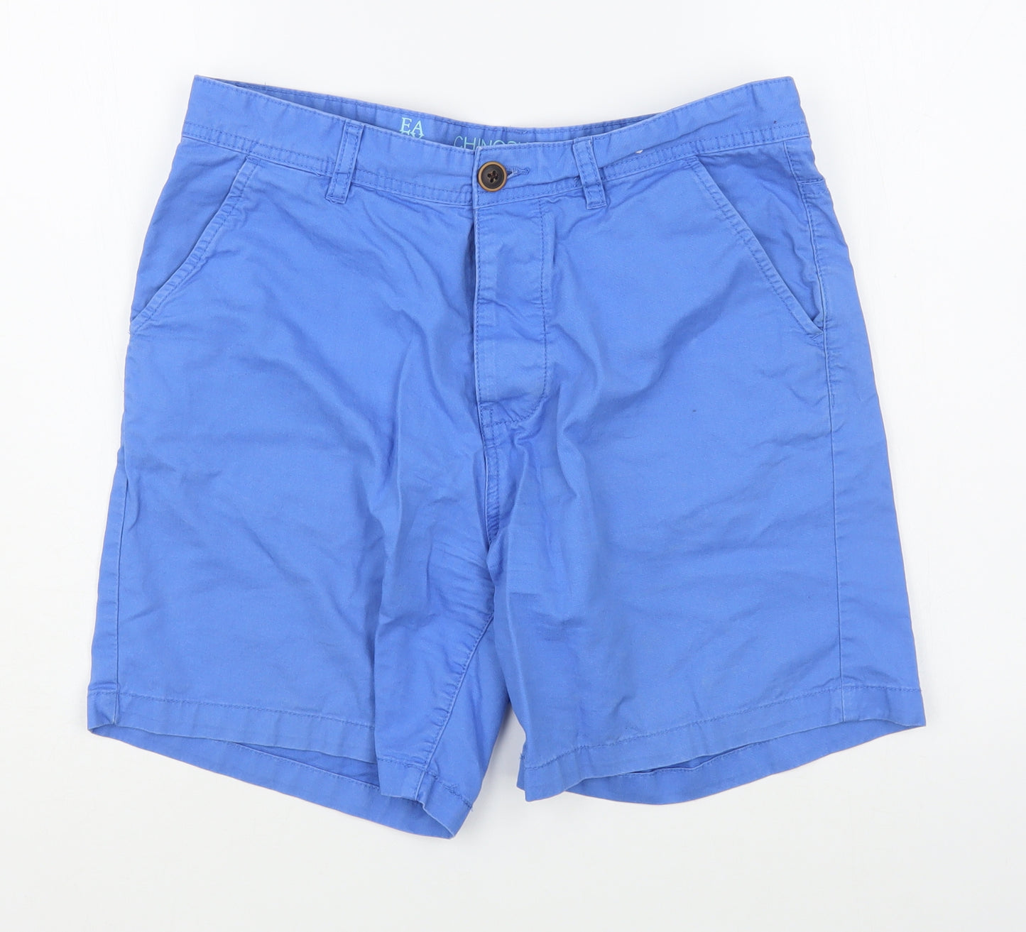 Matalan Mens Blue  Cotton Chino Shorts Size 32 in L6 in Regular Button