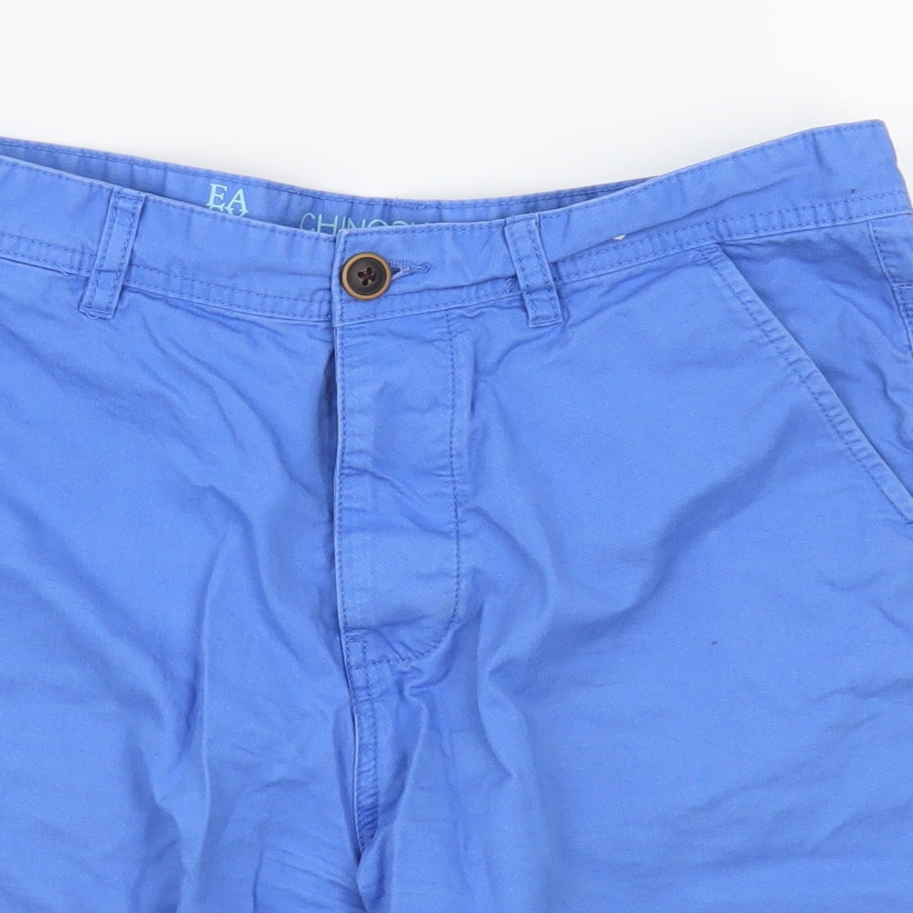Matalan Mens Blue  Cotton Chino Shorts Size 32 in L6 in Regular Button