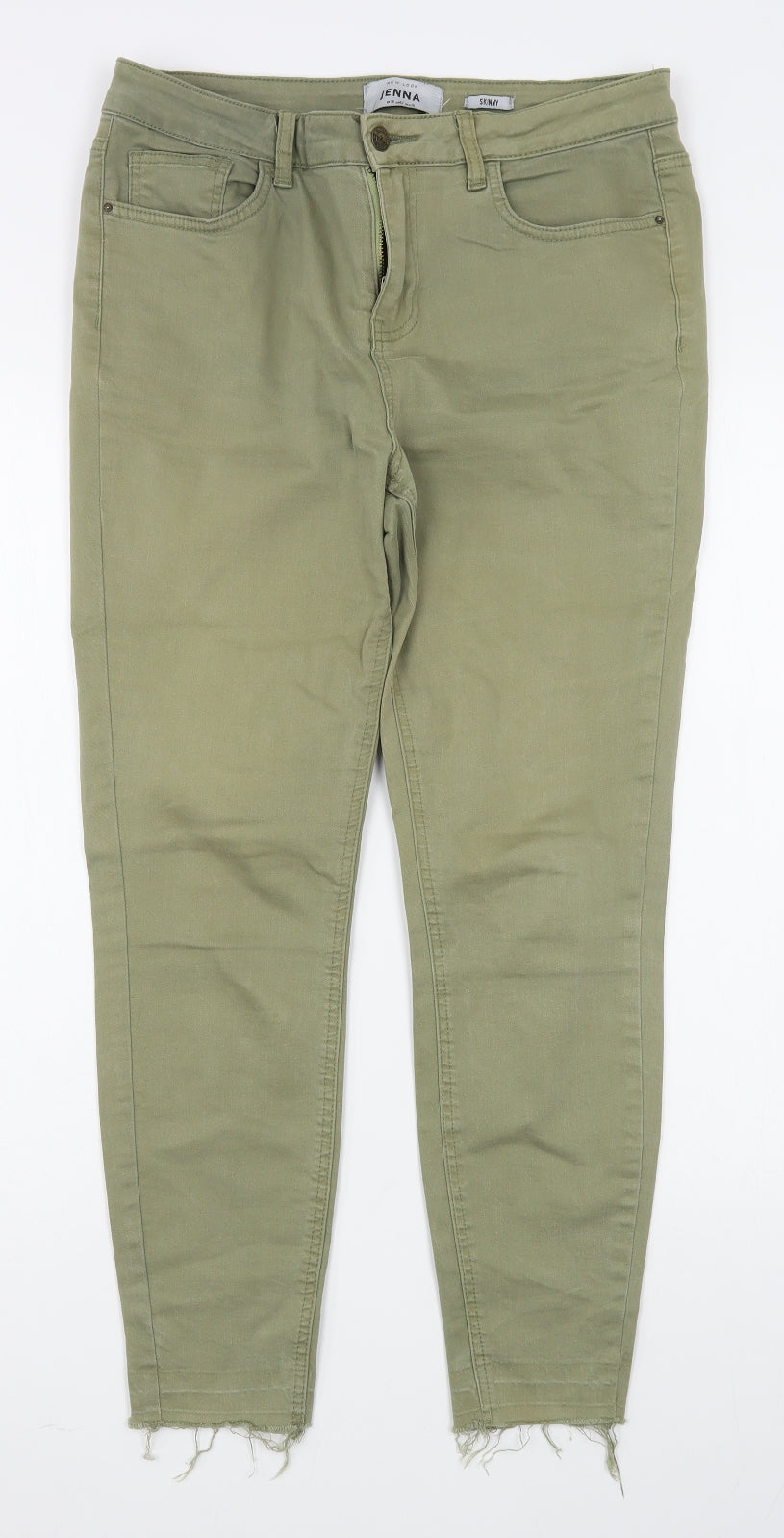 New Look Womens Green  Cotton Straight Jeans Size 14 L27 in Regular Zip