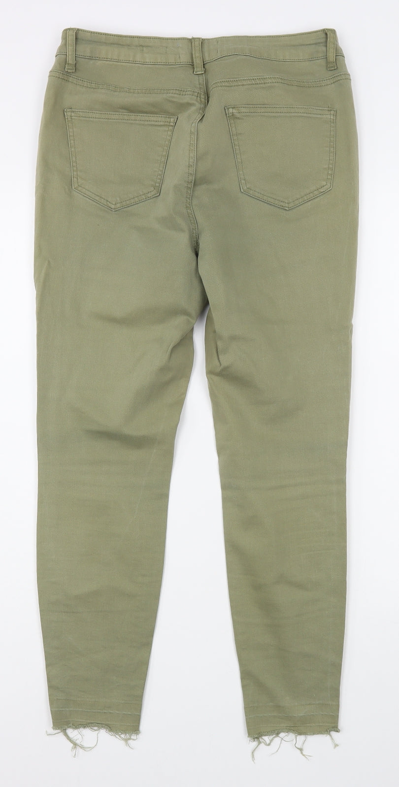 New Look Womens Green  Cotton Straight Jeans Size 14 L27 in Regular Zip