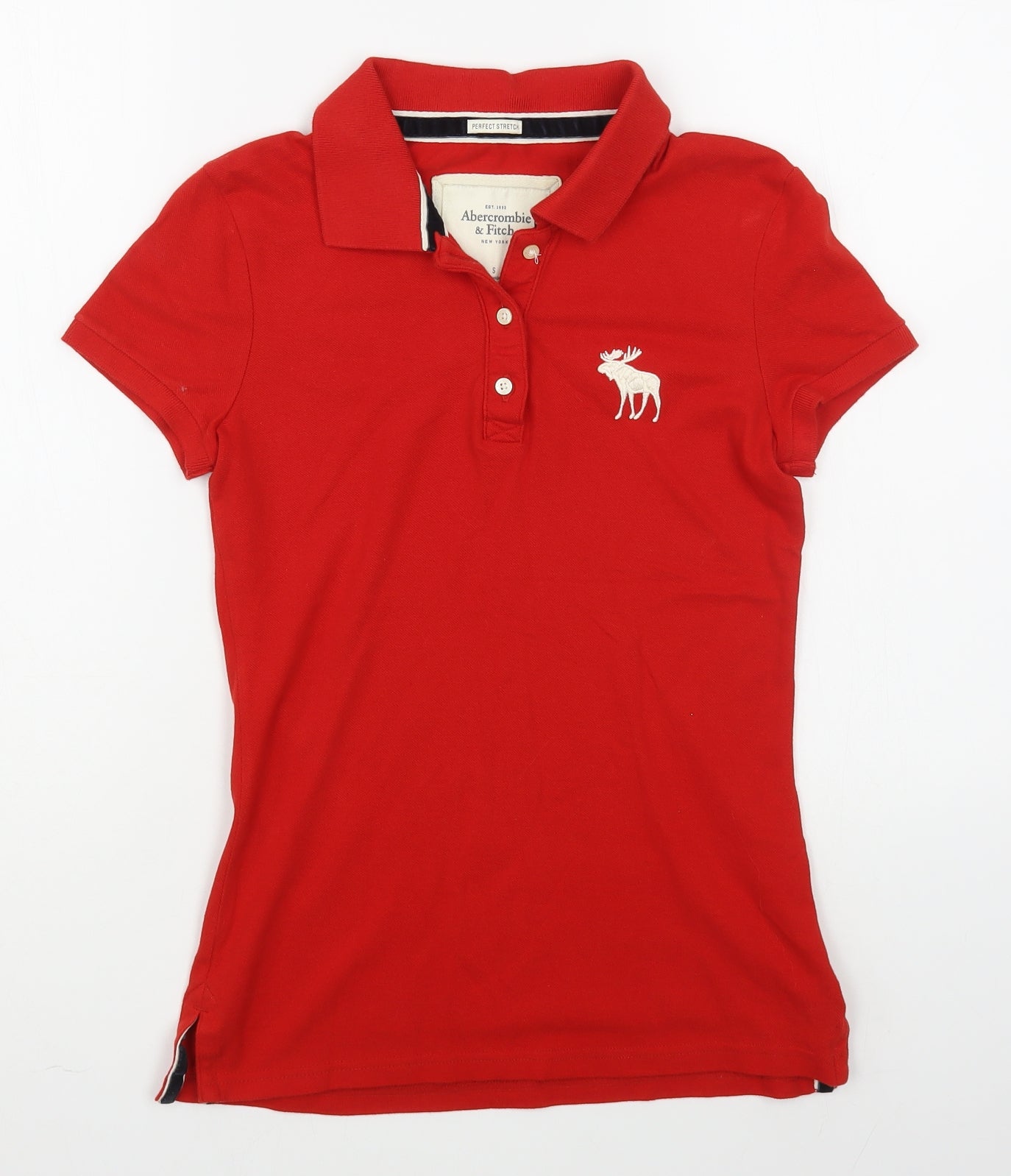Abercrombie & Fitch Womens Red  Cotton Basic Polo Size S Collared