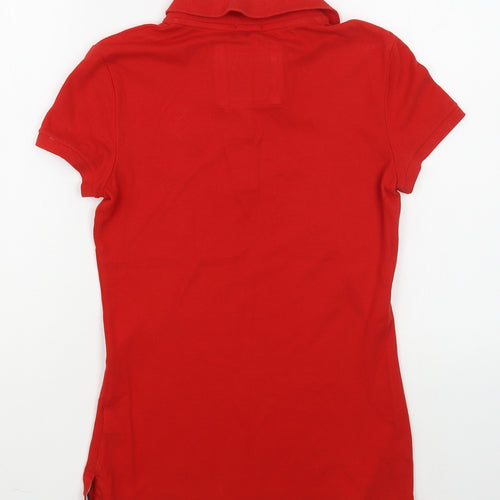 Abercrombie & Fitch Womens Red  Cotton Basic Polo Size S Collared