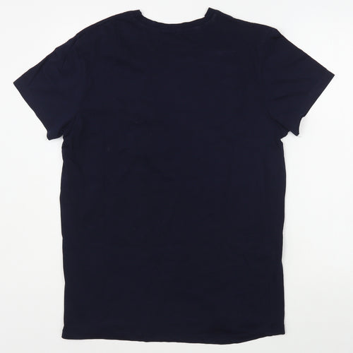 JACK & JONES Mens Blue  Cotton  T-Shirt Size M Round Neck