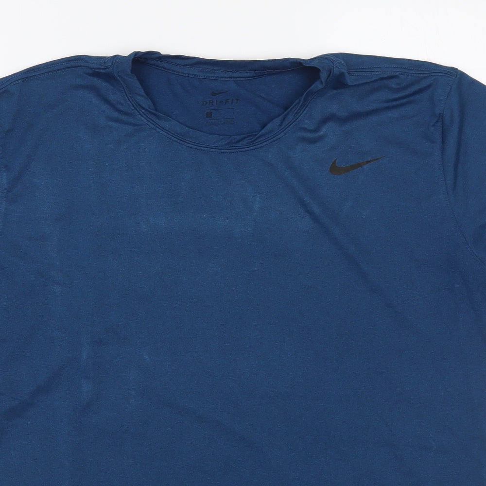 Nike  Mens Blue  Polyester  T-Shirt Size L Round Neck