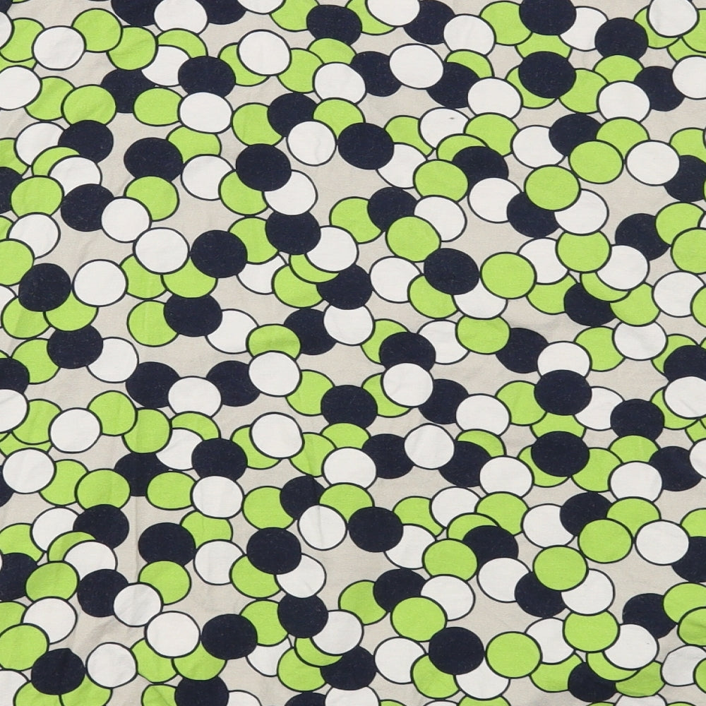 FRANK WALDER Womens Green Geometric Viscose Basic Blouse Size 18 Scoop Neck